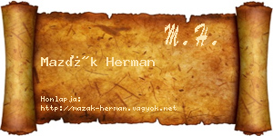 Mazák Herman névjegykártya